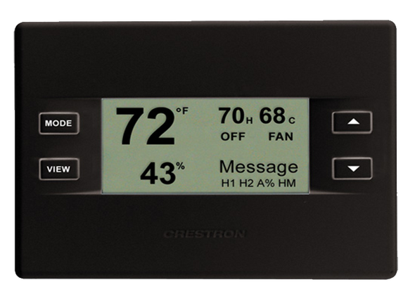 Crestron CHV-THSTATB Heating, Cooling and Relative Humidity Thermostat, Black Faceplate