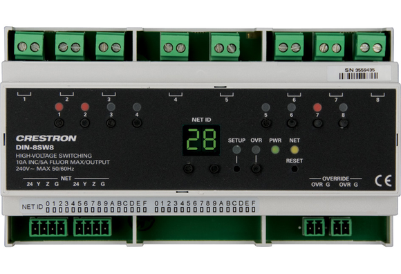 Crestron DIN-8SW8 DIN Rail High-Voltage Switch, 8 feeds, 8 channels